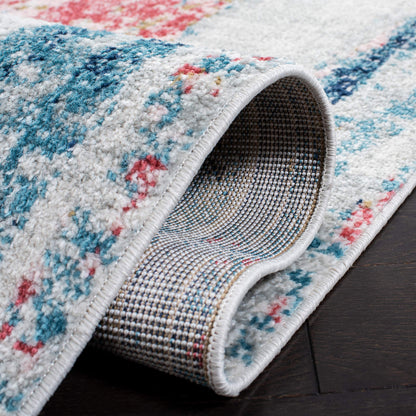 SAFAVIEH Madison Collection 8' x 10' IvoryBlue MAD640A Modern Abstract Distressed Non-Shedding Living Room Bedroom Area Rug