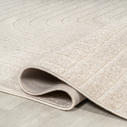 JONATHAN Y Odense High-Low Angle Ivory/Cream Indoor/Outdoor Area Rug, 8x10, Modern, Contemporary, Geometric, Bohemian, Bedroom, Kitchen, Living Room, Non Shedding (SCN101A-8)
