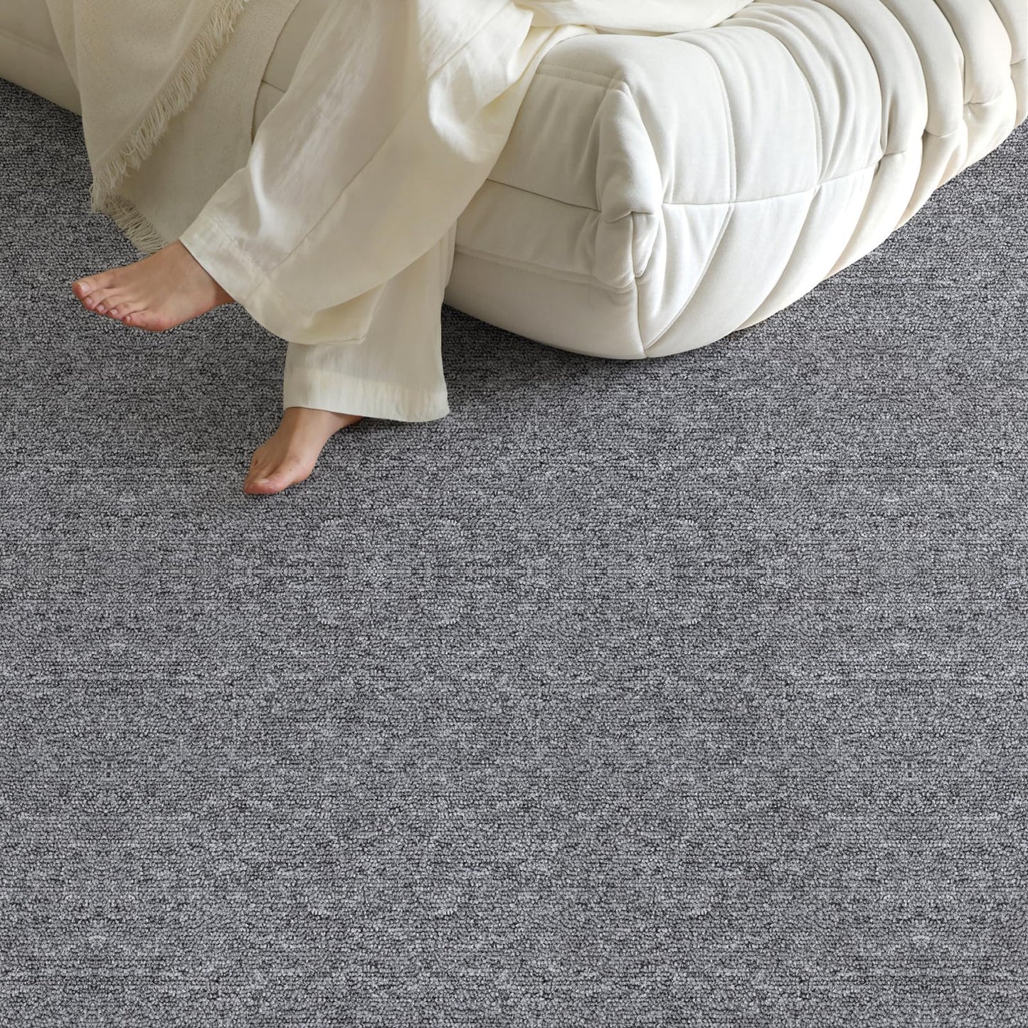 40 Tiles 20"x20" Carpet Tiles (107 sqft/Carton) - Non-Slip, Non-Adhesive, Padded Square Flooring for Home & Office - Easy DIY Installation, Seamless Look, Indoor & Outdoor Use