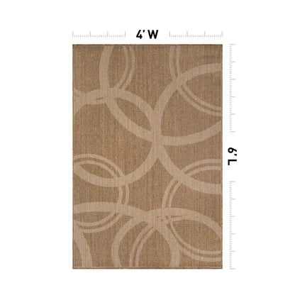 Rugshop Abstract Indoor Outdoor Flat Woven Area Rug,Natural Jute-Style,Easy-Care Patio Rug for Backyard Porch Deck Balcony, 4' x 6' Sand/Natural