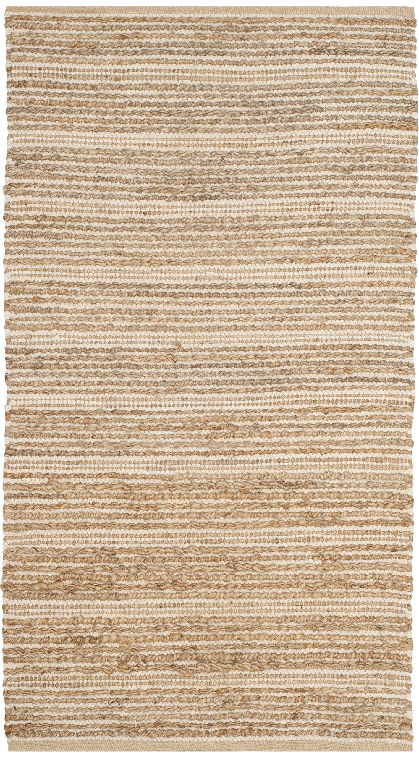 SAFAVIEH Cape Cod Collection Accent Rug - 3' x 5', Natural & Ivory, Handmade Flat Weave Jute, Ideal for High Traffic Areas in Entryway, Living Room, Bedroom (CAP851G)