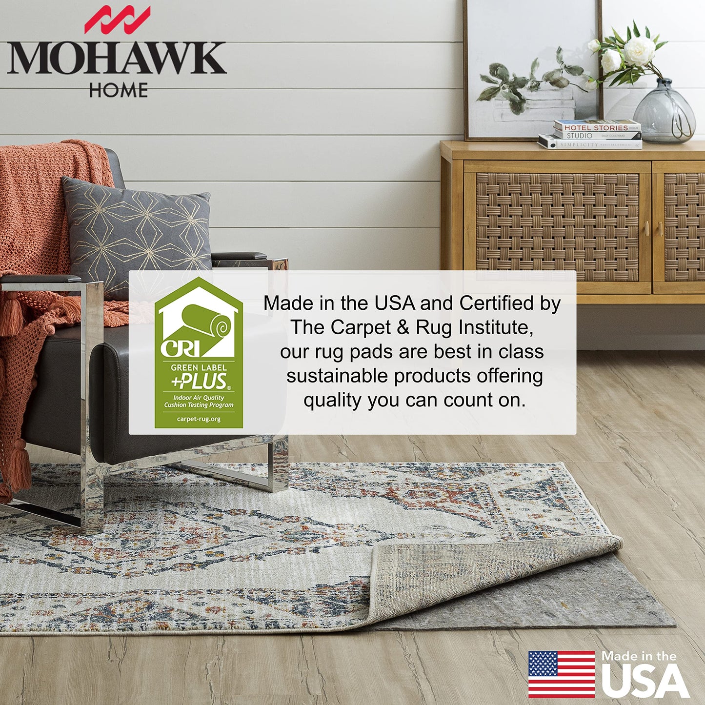 Mohawk Home Non Slip Rug Pad 8' x 10' - 1/4" Thick Felt + Latex Rubber Gripper - Dual Surface Cushion for Hardwood, Carpet, Tile Floors, Made in USA