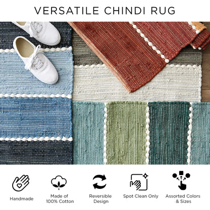 DII Chindi Home Collection Handwoven Multicolor Area Rag Rug, Runner, 2' 3" x 6', Olive Green