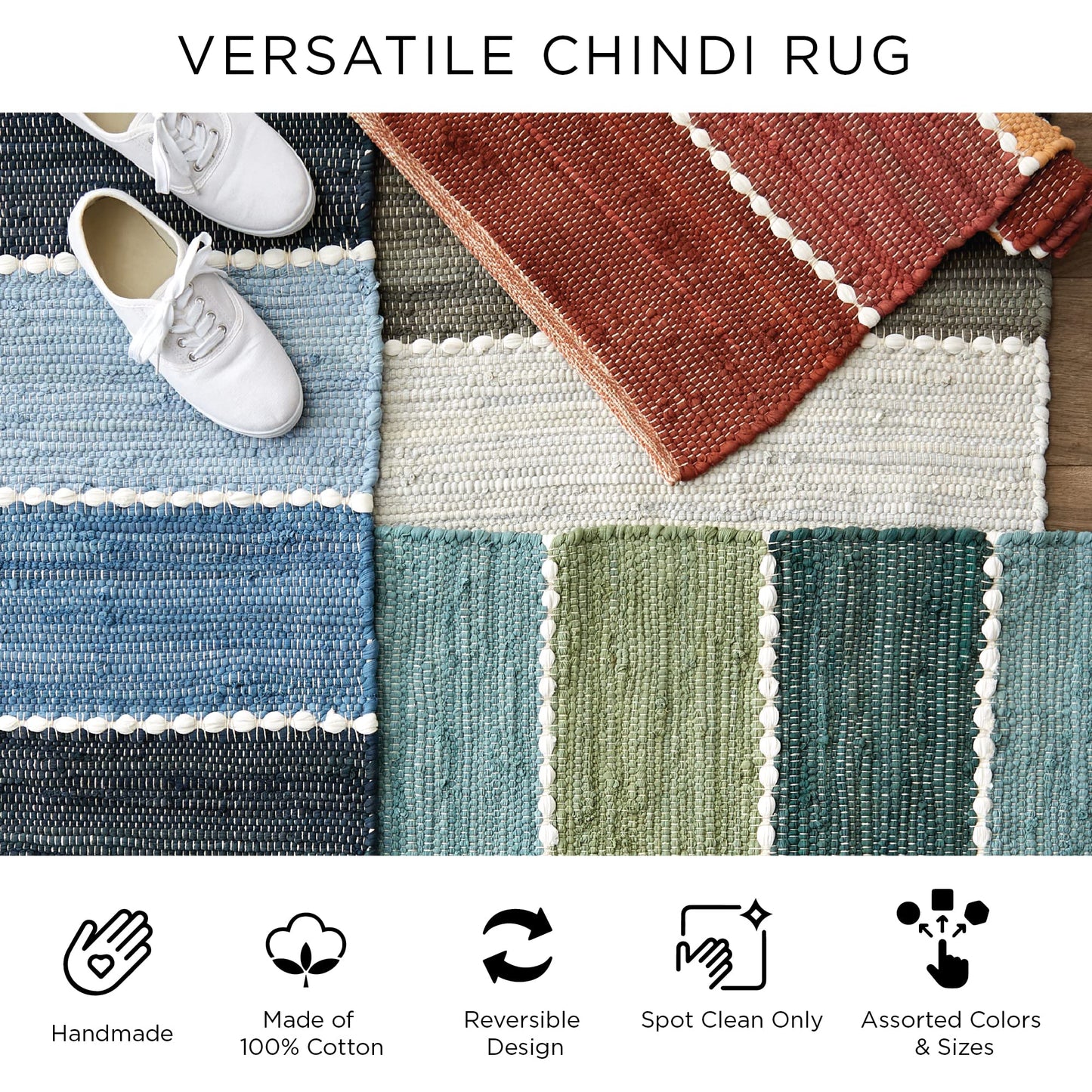 DII Chindi Home Collection Handwoven Multicolor Area Rag Rug, 20x31.5, Leather Brown