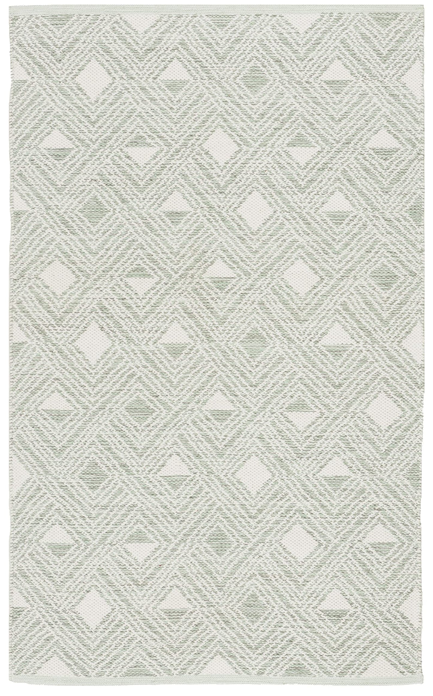 SAFAVIEH Montauk Collection Accent Rug - 3' x 5', Light Green & Ivory, Handmade Cotton, Ideal for High Traffic Areas in Entryway, Living Room, Bedroom (MTK614G)