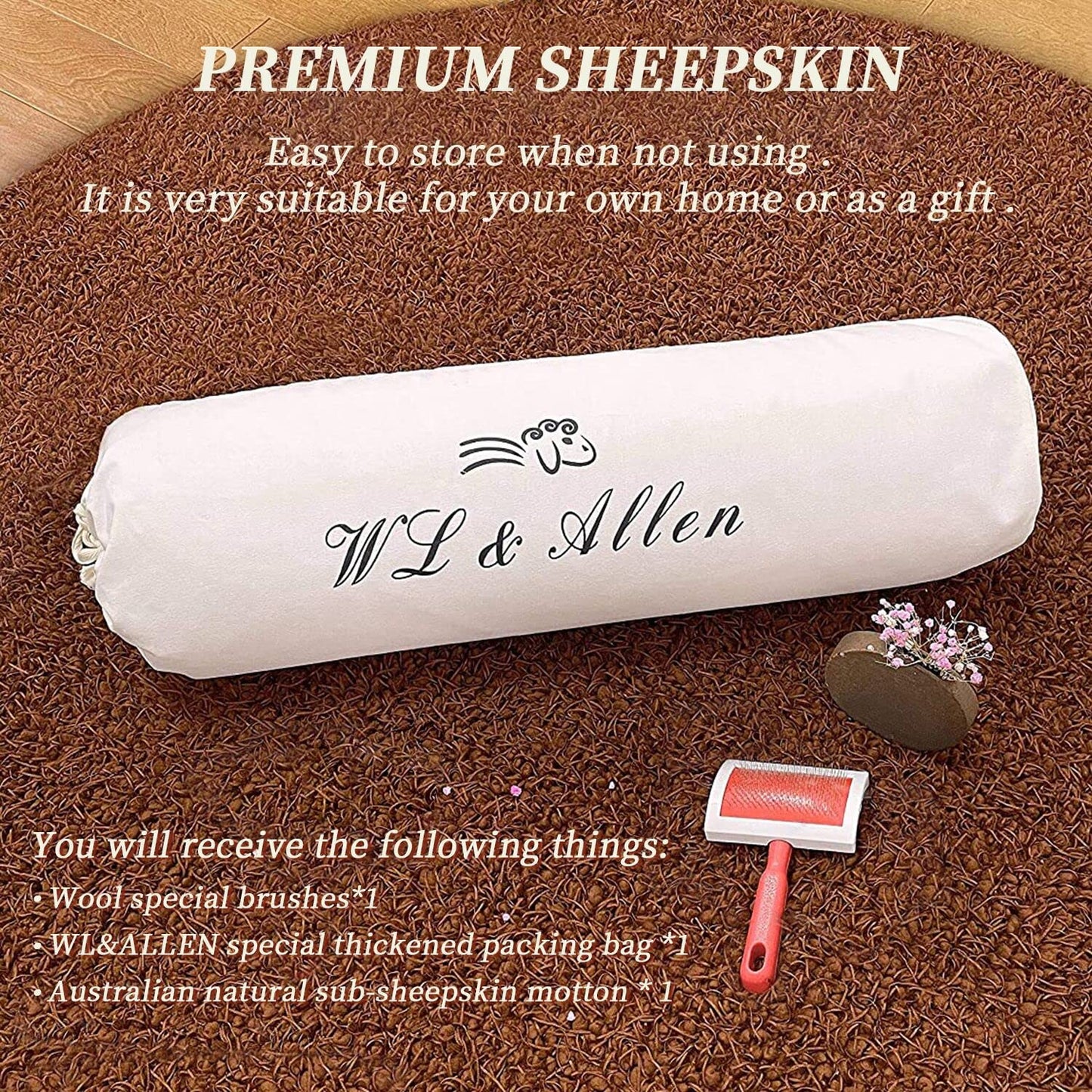 WL&ALLEN Large Sheepskin Rug Genuine Thick and Lush 3 Inch Pile，Luxury Australian Pelts |Large Sheepskin Wool Area Rugs (Single Pelt 2'6" x 3'7"，Ivory White)