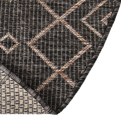 Unique Loom Outdoor Trellis Collection Area Rug - Tribal Trellis (5' 3" x 8' Oval, Charcoal Gray/ Natural)