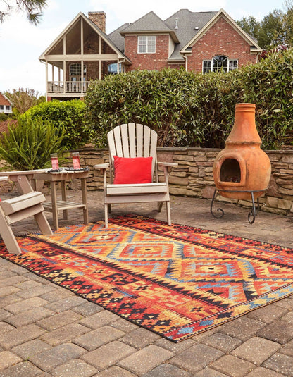 Unique Loom Outdoor Tribal Collection Area Rug - Tortuguero (4' x 6' Rectangle, Multi/ Blue)