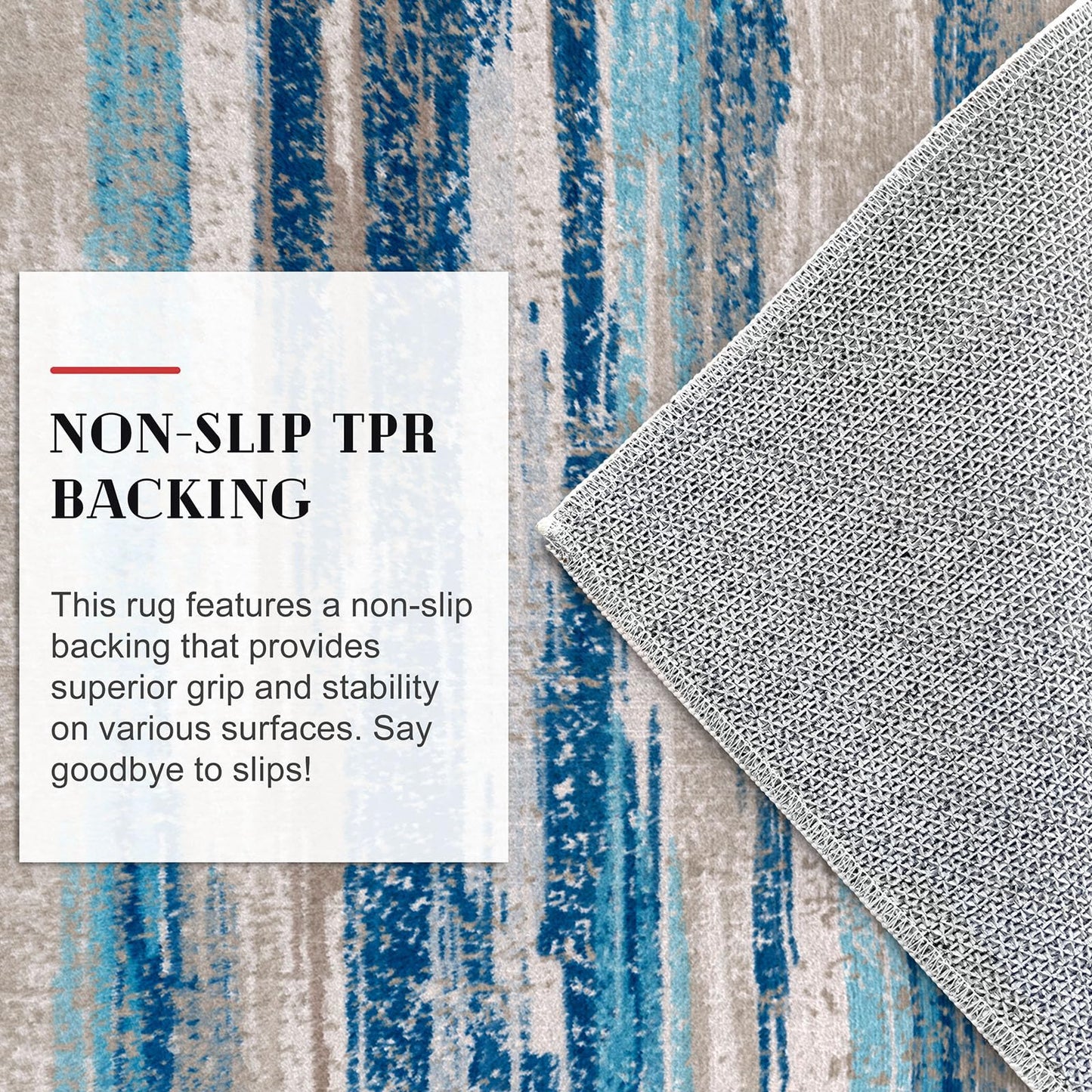 Lansny Abstract Runner Rug 2x6, Blue Washable Hallway Runner Rug Non-Slip, Soft Printed Kitchen Runner, Thin Faux Wool Runners for Hallways, Modern Floor Carpet for Entryway Bedroom Hall Indoor