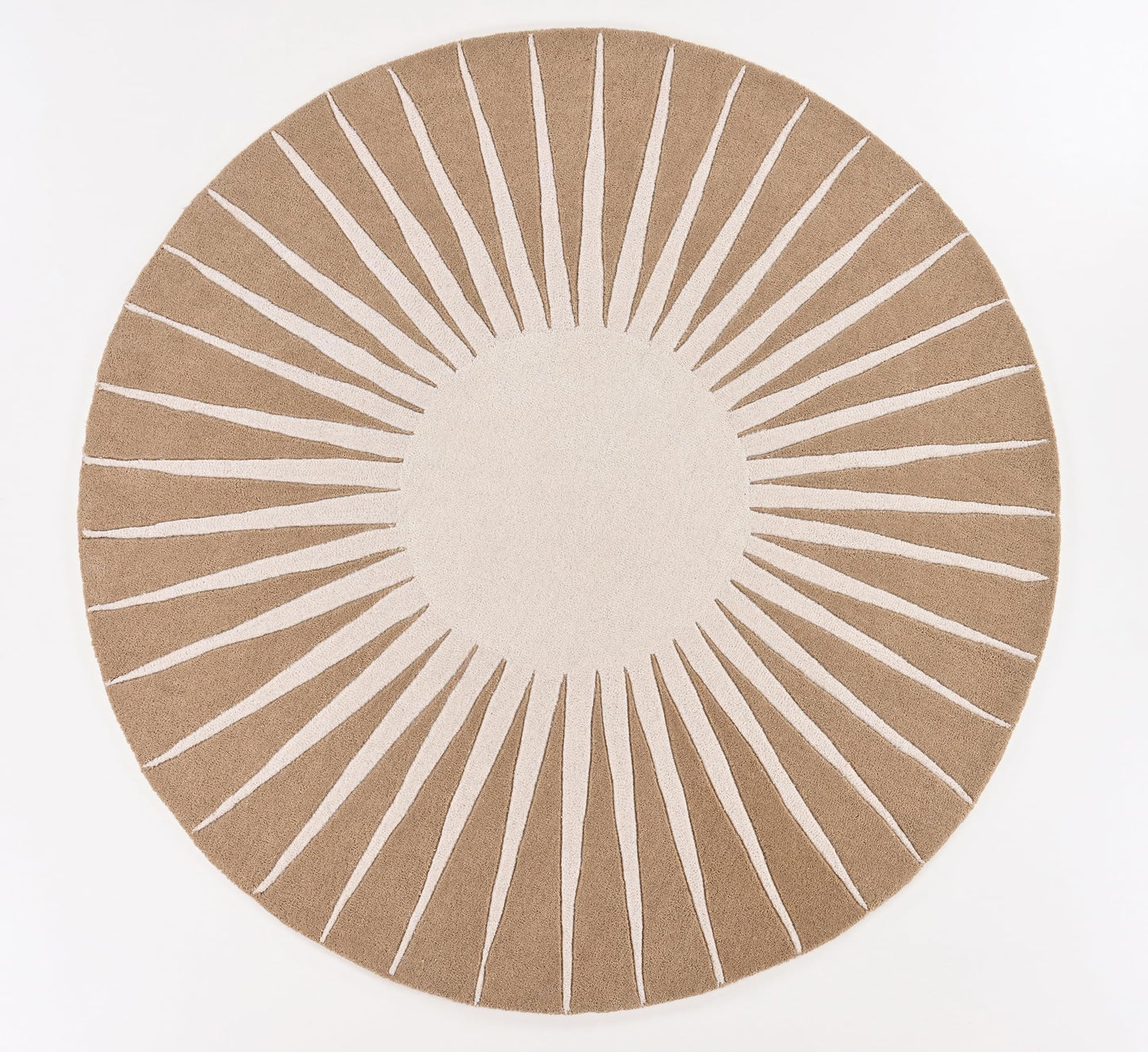 Restoration and Renovation Modern Round Area Rug – Hand-Tufted with 100% NZ Wool, Thick & Soft Circular Carpet for Living Room, Bedroom & Dining Room Decor (Warm Natural, 3' Round)