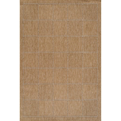 Beverly Rug Easy Jute Checkered Squared Rug 10x14 Washable Large Indoor Outdoor Area Rugs for Living Dining Room Patio Office Stain Resistant Non Shedding Casual Indoor Outside Carpet 10 x 14 Natural