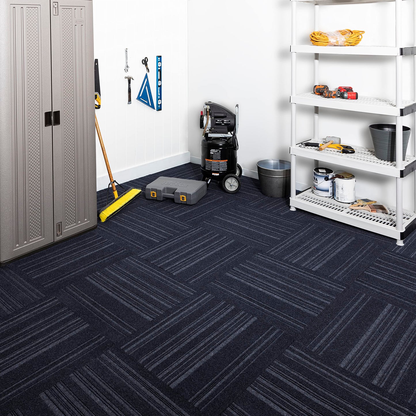 Mohawk Home 24" x 24" Indoor/Outdoor 0.25" Pile Height, Peel and Stick Carpet Tile, Blue Polyester, (15 Tiles) (60 sqft/Box)