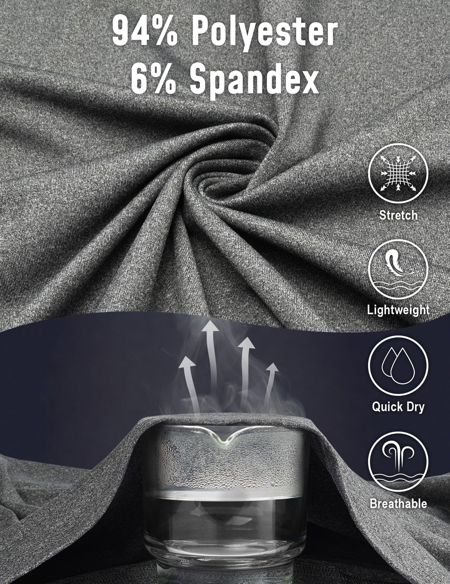 3Pack Quarter Zip Pullover Men 1/4 Zipper Sweatshirts Dry- Fit Long Sleeve Running Athletic Golf Work Out Gym Fishing Shirt Quick Dry Outdoor Active Sports Shirts Gray L