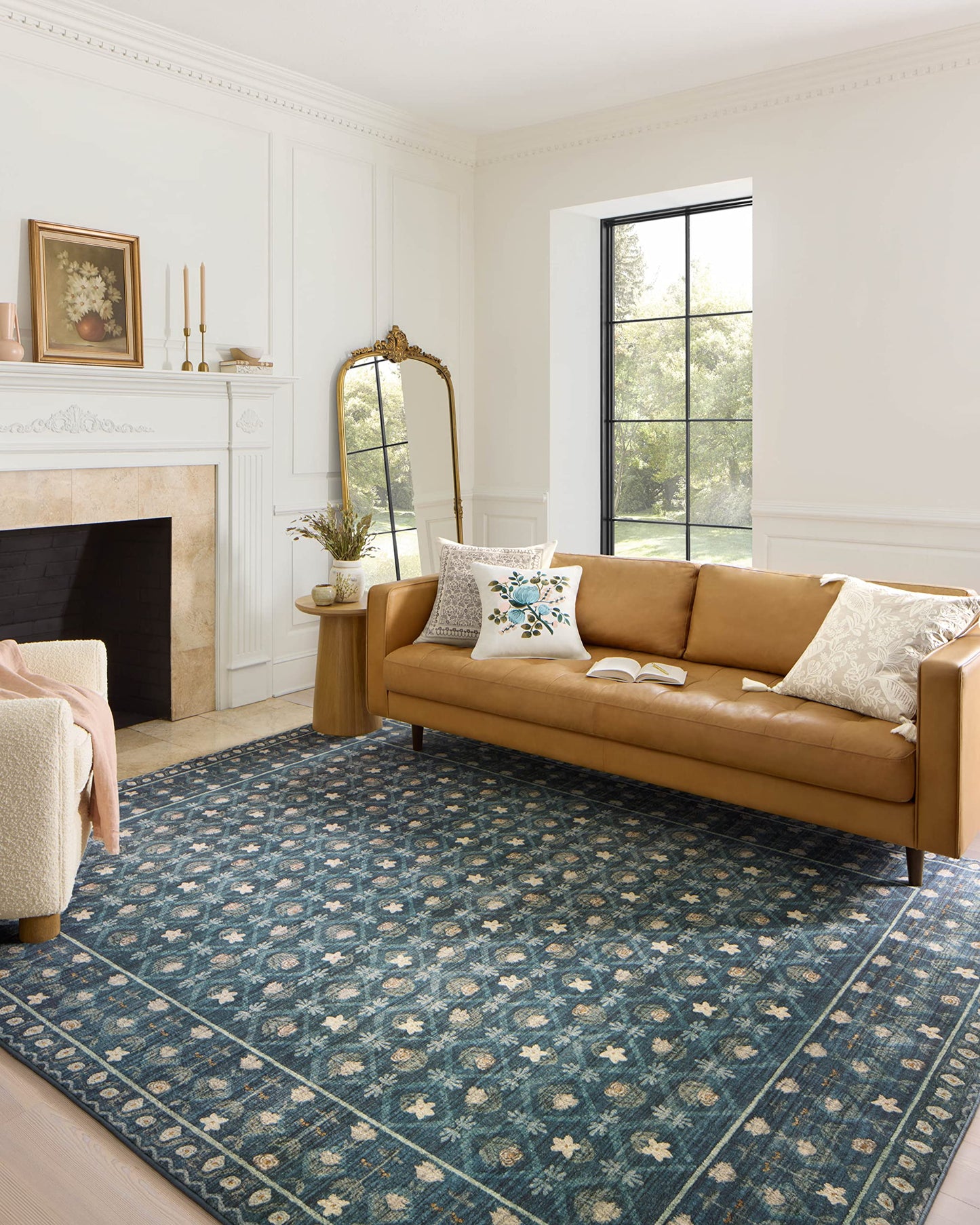Loloi Rifle Paper Co. Eden Collection EDE-03 Lattice Indigo 8'-6" x 11'-6" Area Rug feat. CloudPile™