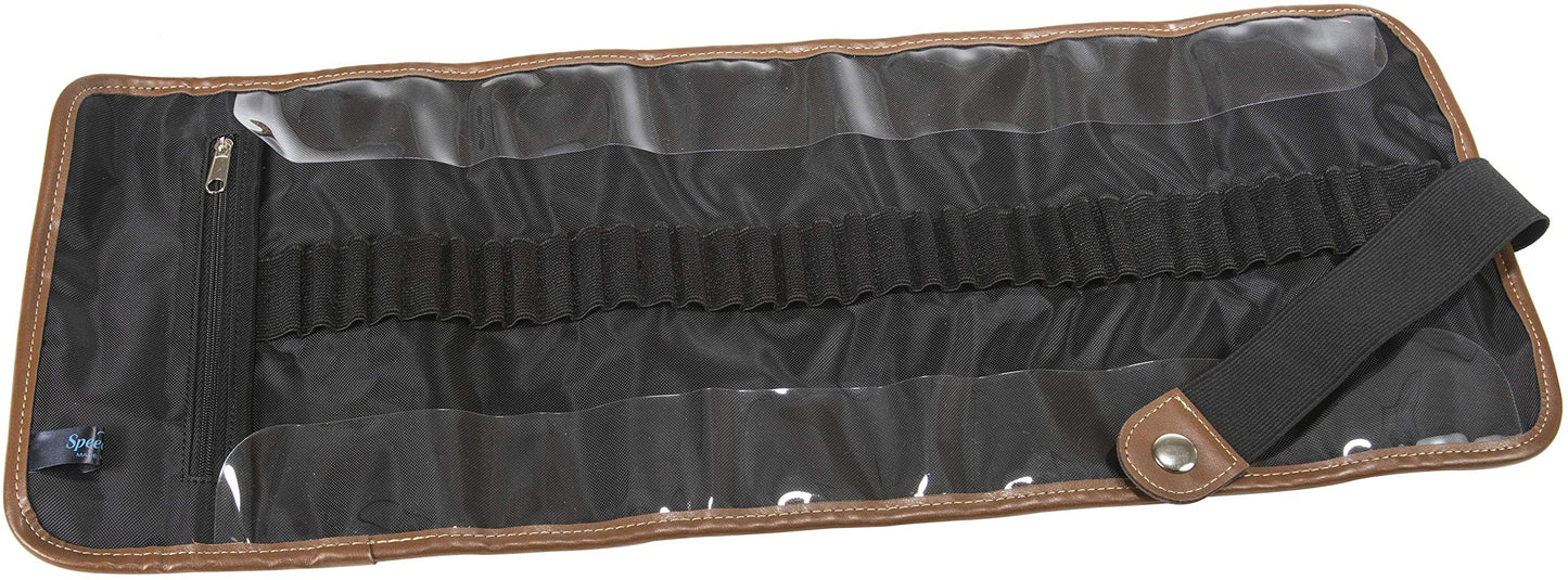 Speedball Art Products 354360 Canvas Pencil Case Roll-Up, Denim W/Brown Trim, Holds up to 36 Pencils