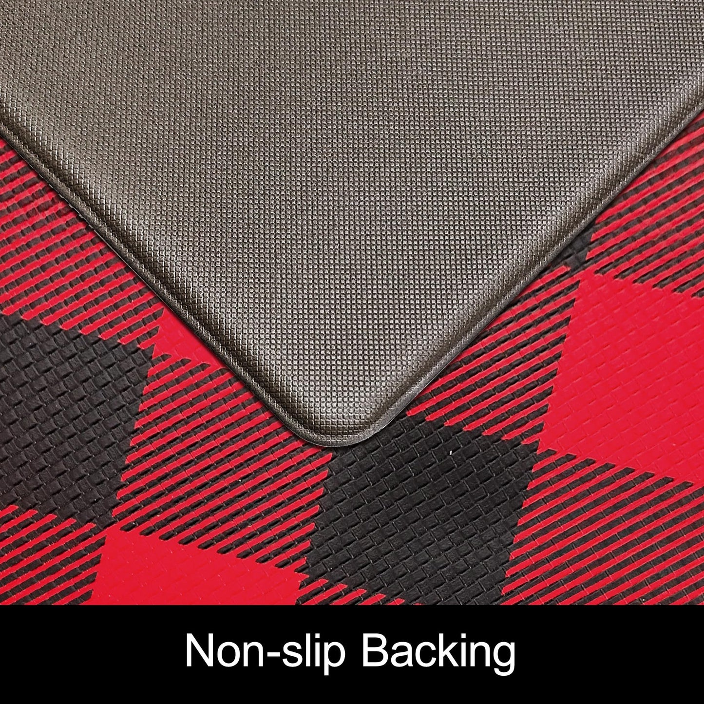 Aoczes Long Kitchen Runner Rug Anti-Fatigue Floor Mat 17.3x94 Inches Black Red Buffalo Plaid Waterproof Non-Slip Comfort Mat for Kitchen, Office, Laundry Room