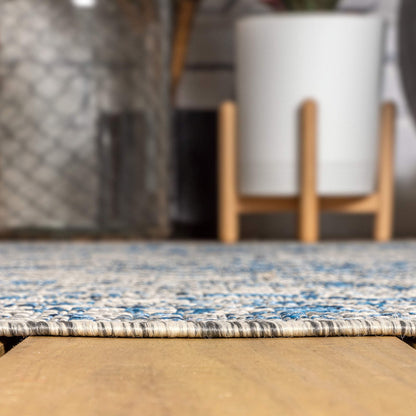 JONATHAN Y Boho Medallion Indoor Outdoor Area Rug 8X10 Gray/Navy, Rozetta Textured Weave for Backyard, Patio, Porch, Easy-Cleaning, High Traffic, Pet-Friendly, Non-Shedding (SMB102B-8)