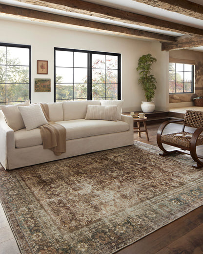 Loloi Magnolia Home by Joanna Gaines Sinclair Collection SIN-01 Rust/Lagoon 7'-6" x 9'-6", .25" Pile Height, Machine Washable, Area Rug