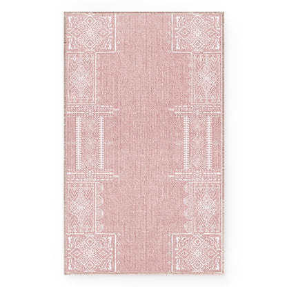 NICETOWN 2x3 Pink Rug for Entrance - Non Slip Modern Entryway Carpet Foladable Non-Resistant Oriental Medallion Mat for Entrance Kitchen Laundry Bathroom Bedroom