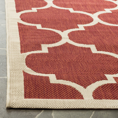 SAFAVIEH Washable Rug Outdoor Courtyard Collection - 6'7" x 9'6", Red & Bone, Non-Shedding & Easy Cleaning, Ideal for Patio, Backyard, Mudroom (CY6914-248)