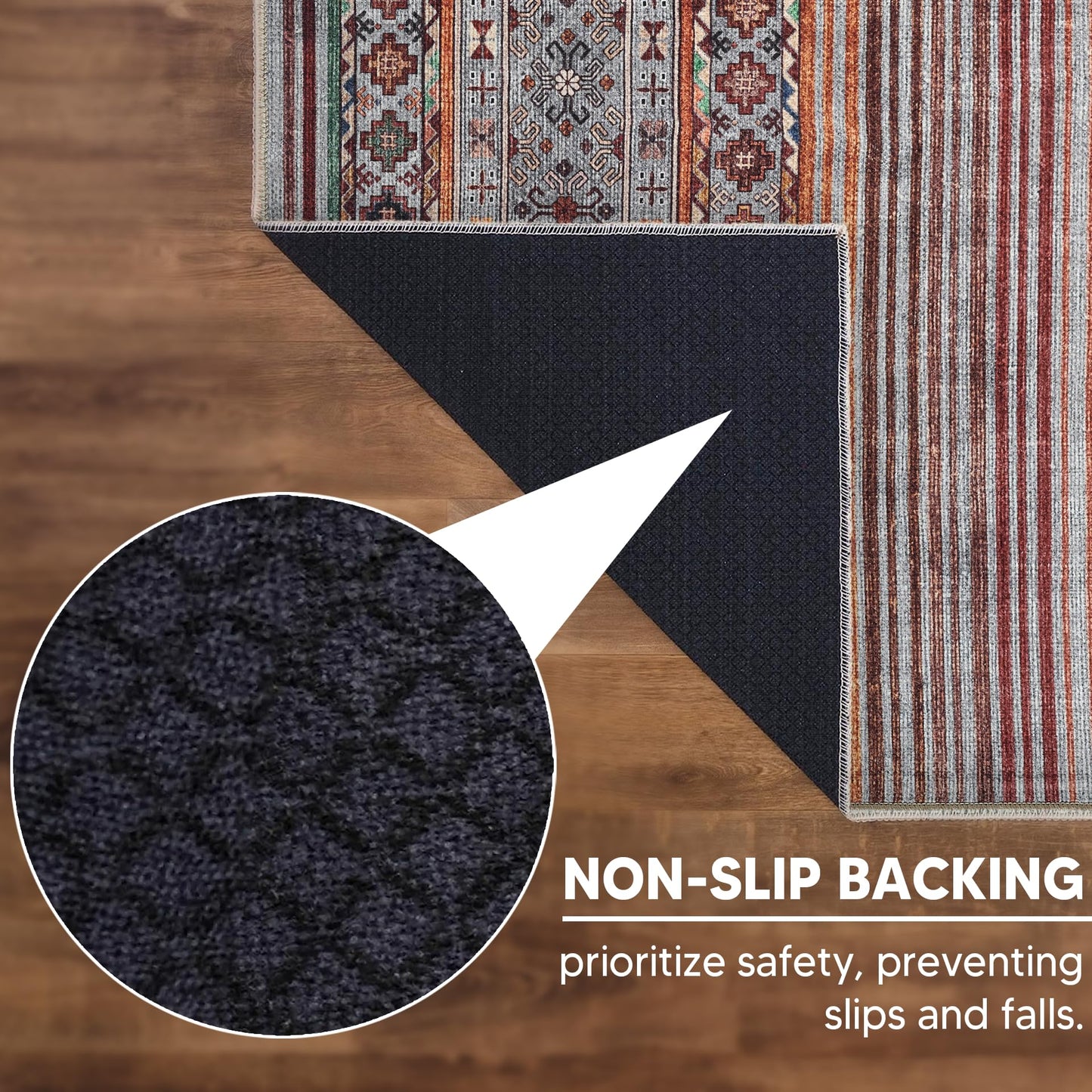 Keen Home Design 30"x84" Rug - Machine Washable Runner Rug with Non-Slip Backing, Ideal for Hallway, Entryway, Kitchen, Laundry Room - Vintage, Easy Clean, Durable, Low Pile Rug - (2'6" x 7')