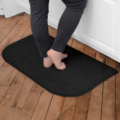 Ritz Solid Accent Rug: 18" x 30" Stain Resistant Kitchen or Living Room Floor Mat, Latex Backing, Machine Washable, Black