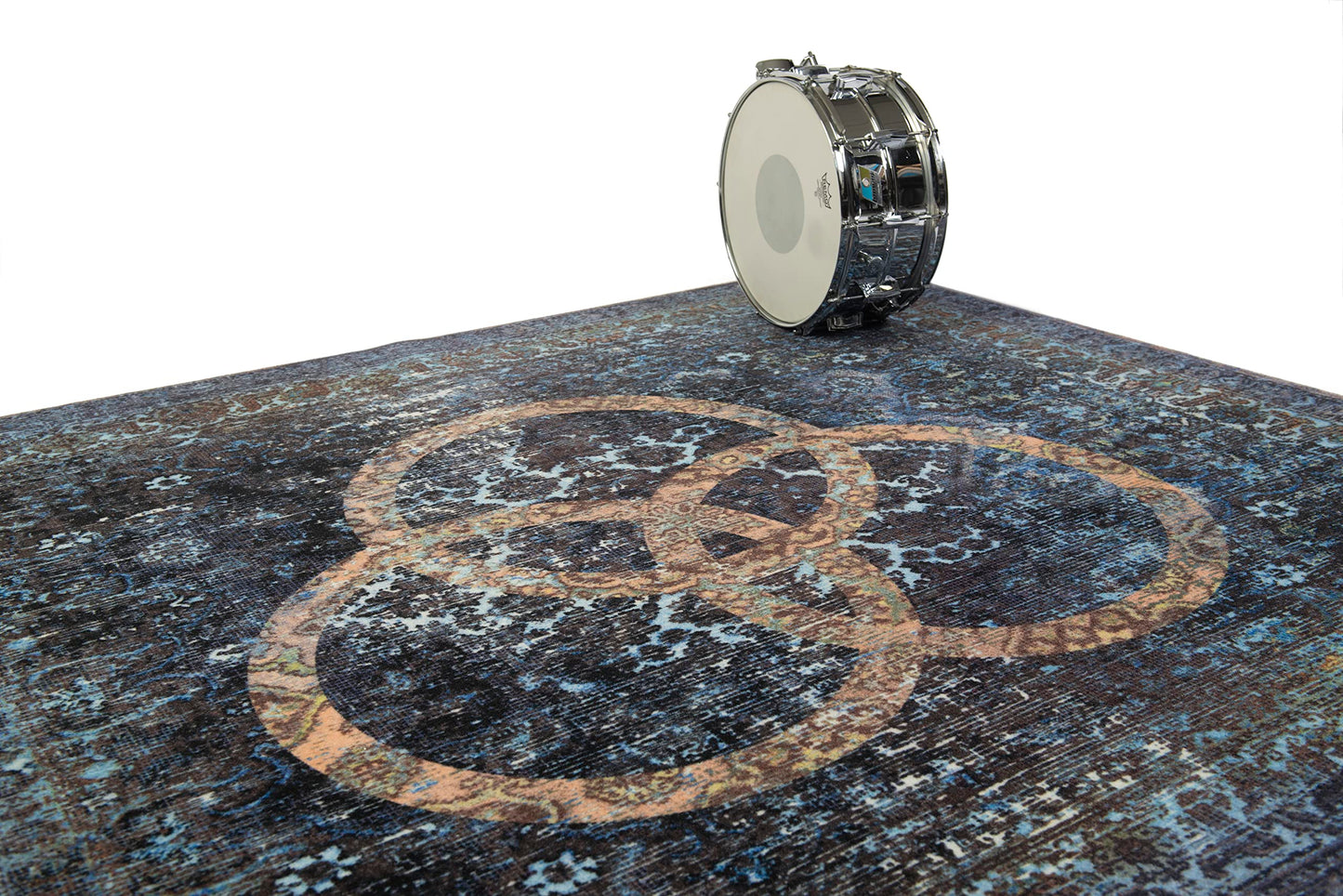 DRUMnBASE Vintage Persian Style Stage Rug | Non-Slip Waterproof Drum Mat | 6 FT x 5.25 FT Drum Carpet to Reduce Vibration for Drums, Amps, and Pedalboards | Durable Stage & Studio Mat