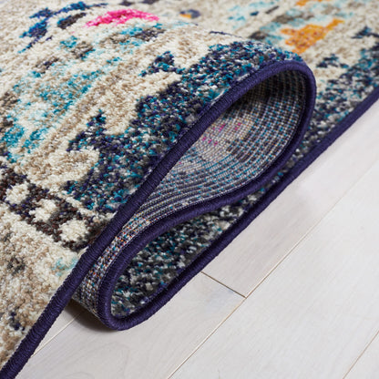 SAFAVIEH Area Rug 8x10 - Madison Collection - Large - Navy & Beige, Boho Tribal Distressed Design, Non-Shedding & Easy Cleaning, Ideal for Living Room, Bedroom, Office, Dining Space (MAD481N)