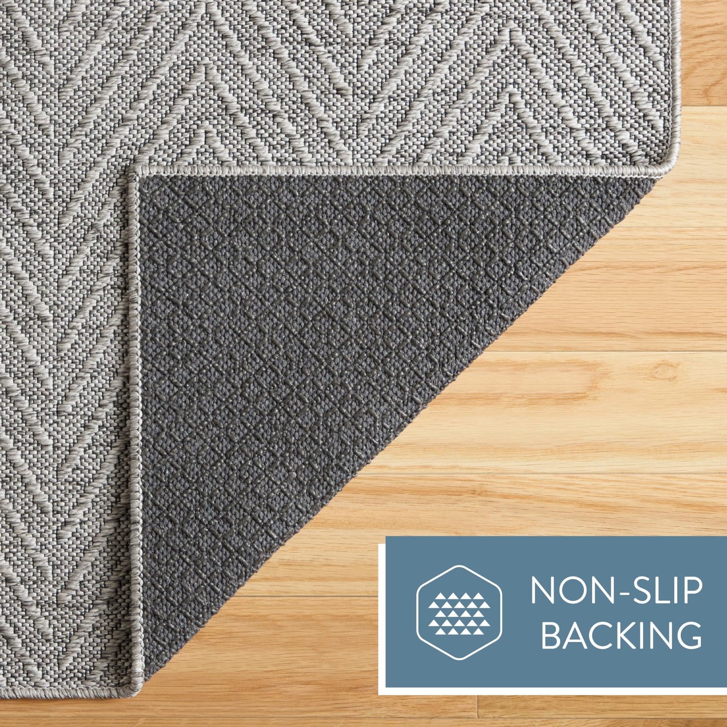 Town & Country Basics Pax Herringbone Textured Solid Everwash® Washable Area Rug, Low Pile, Non-Slip Backing, Easy Clean Pet & Family Friendly Rug, Grey, 5' Round
