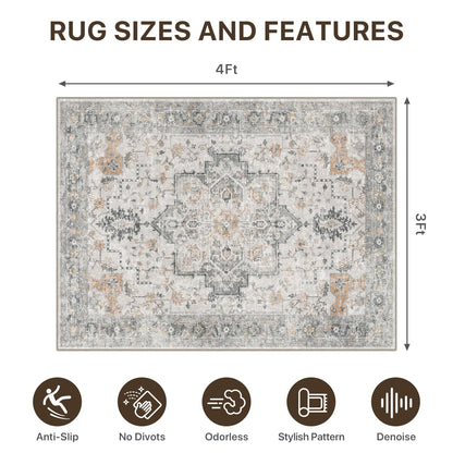 36"x48" Office Chair Mat for Hardwood Tile Floor, Under Desk Carpet Protector for Rolling Computer Chair Mat, Machine Washable Area Rug, Anti-Slip 1/5" Thick Low Pile Thin Vinyl Floor Mat, Taupe
