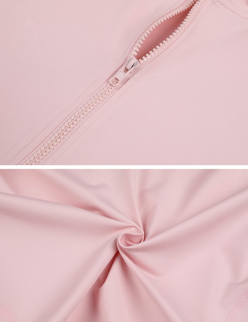 Lviefent Womens Lightweight Full Zip Running Track Jacket Workout Slim Fit Yoga Sportwear with Thumb Holes (Pink-M)