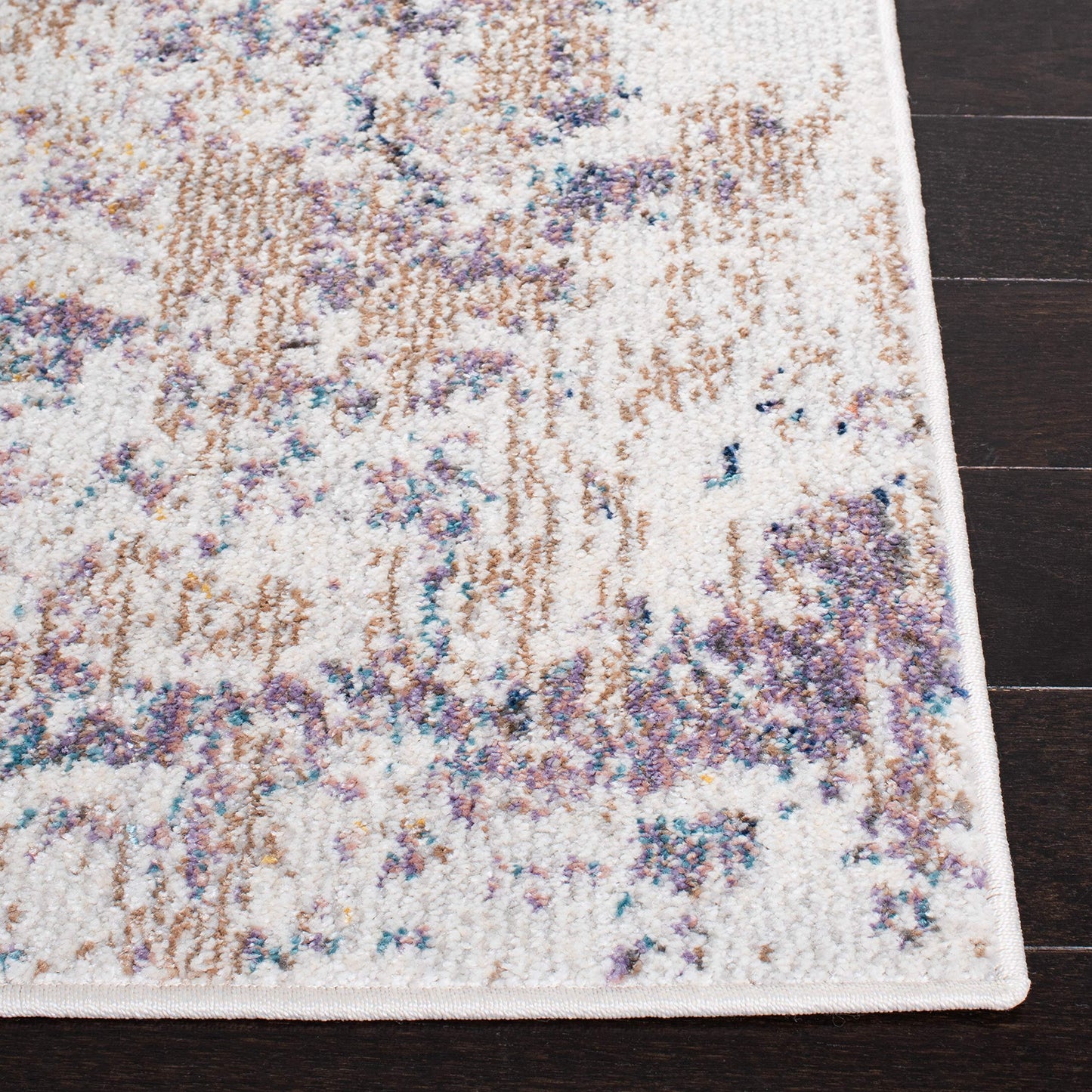 SAFAVIEH Crystal Collection Accent Rug - 4'5" x 6'5", Ivory & Beige, Abstract Distressed Design, Non-Shedding & Easy Care, Ideal for High Traffic Areas in Entryway, Living Room, Bedroom (CRS318A)