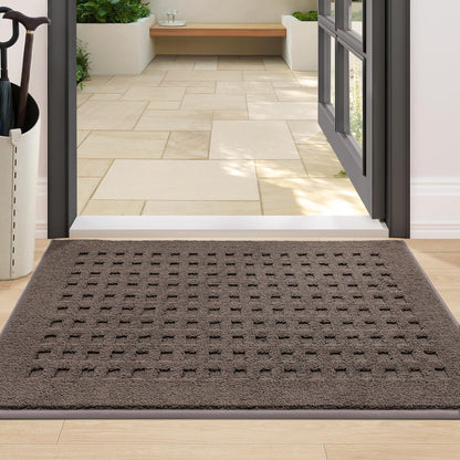 BEQHAUSE Dirt Trapper Door Mats 24"x36", Non-Slip Waffle Doormat Indoor Entrance Low-Profile, Dirt Resist and Absorbent Entryway Rugs Washable Inside Welcome Floor Mat for Front Back Door, Brown