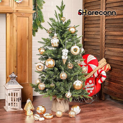 SHareconn 86pcs Christmas Tree Balls Ornaments, Shatterproof Plastic Decorative Baubles for Christmas Tree Decorations, Holiday Wedding Party Decoration, Festive Ornaments,White Gold