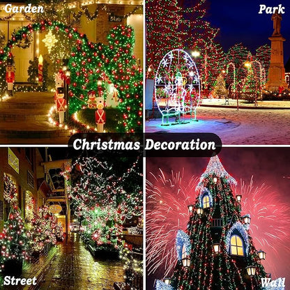 KNONEW 403ft 1000 LED Christmas String Lights Outdoor 8 Modes & Timer Fairy Light Plug in Waterproof Outside Lights for Xmas Yard Tree Wedding Party Holiday Decorations (Red and Green)