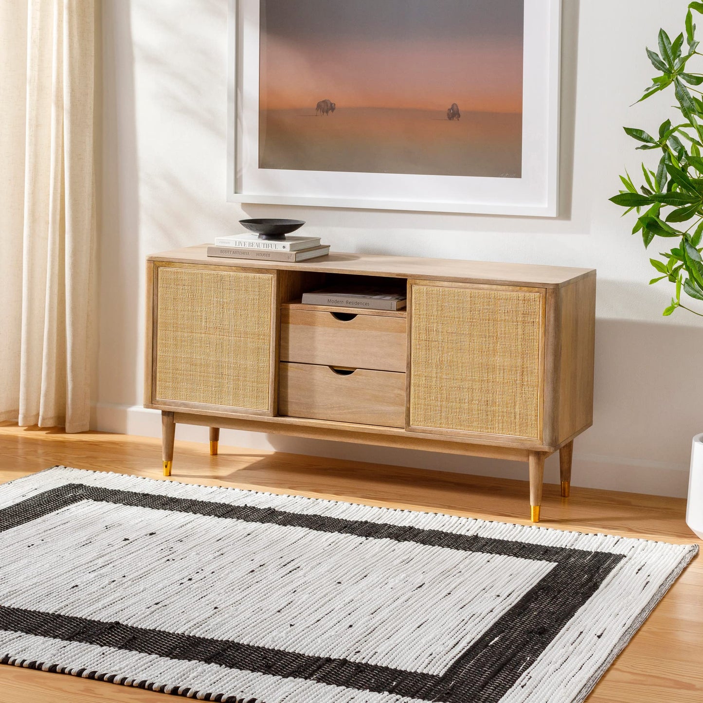 Livabliss Jean Modern Minimalist Area Rug,27" x 45", White/Black