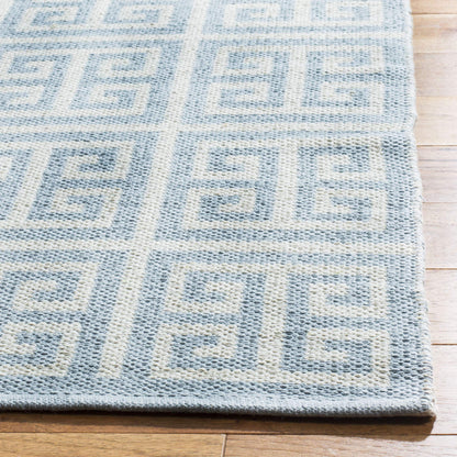 SAFAVIEH Montauk Collection Runner Rug - 2'3" x 7', Light Blue & Ivory, Handmade Greek Key Cotton, Ideal for High Traffic Areas in Living Room, Bedroom (MTK724K)