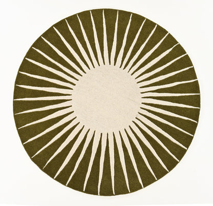 Restoration and Renovation Modern Round Area Rug – Hand-Tufted with 100% NZ Wool, Thick & Soft Circular Carpet for Living Room, Bedroom & Dining Room Decor (Moss Green, 5' Round)