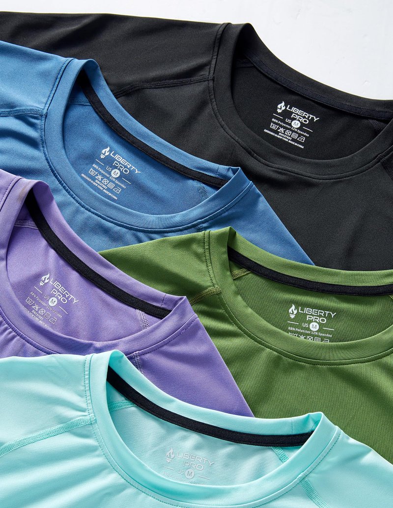 5 Pack Men’s Active Quick Dry Crew Neck T Shirts | Athletic Running Gym Workout Short Sleeve Tee Tops Bulk (Set 8, 3X-Large)