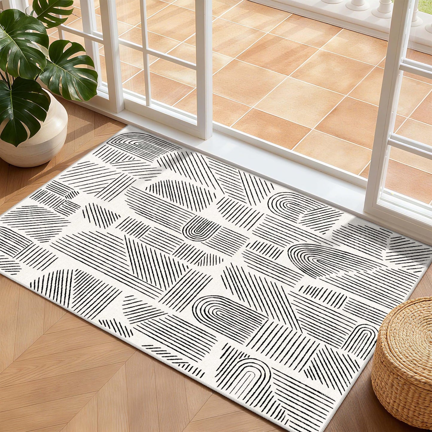MUJOO 2x3 Washable Rug Small Area Rugs Low Pile Mid Century Modern