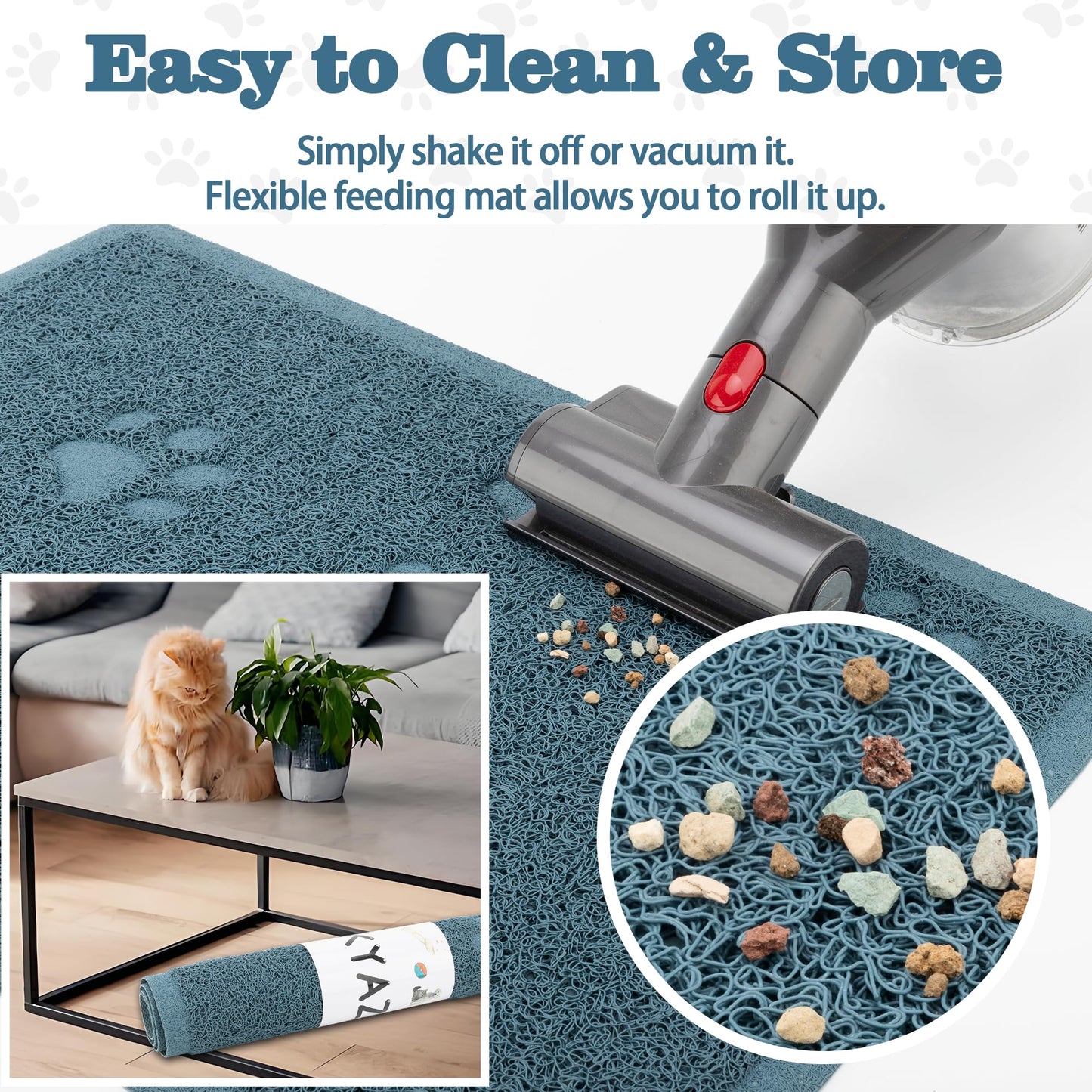 Darkyazi Cat Litter Box Mat for Floor Litter Trapping Mat Non-Slip Backing, Scatter Control, Easy Clean, Water Resistant, Soft on Paws (15.75" x 11.75",Silver Blue)
