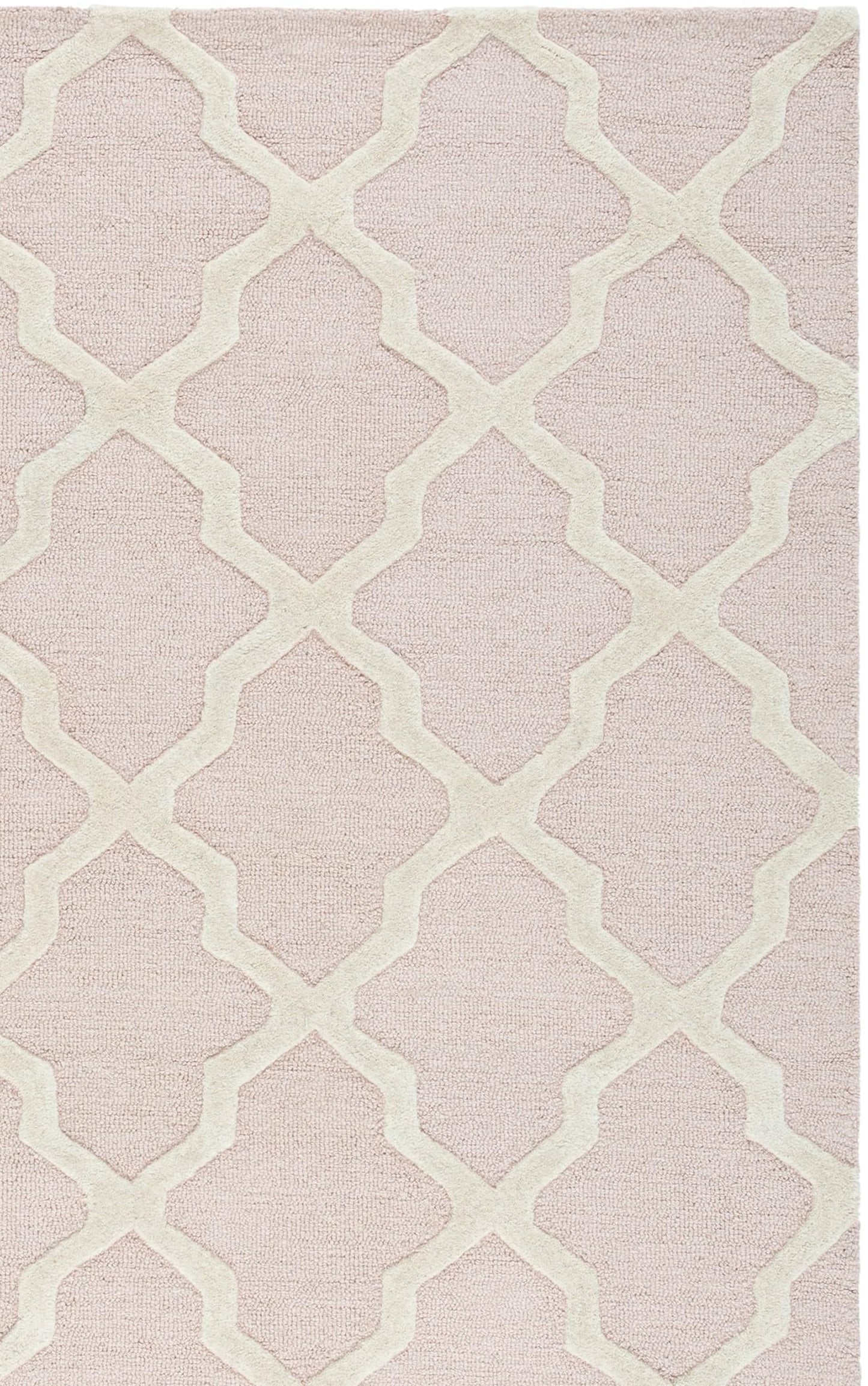 SAFAVIEH Area Rug 8x10 - Cambridge Collection - Large - Light Pink & Ivory, Handmade Wool, Trellis Pattern, Ideal for Living Room, Bedroom, Office, Dining Space (CAM121M)