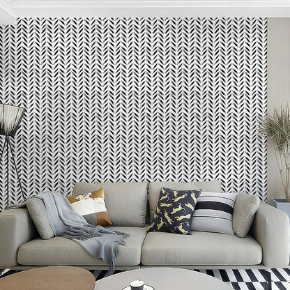 Micpolo Black and White Peel and Stick Wallpaper Modern Self-Adhesive Contact Paper Thicken Waterproof Easy to Clean Decorative Removable Wall Paper Herringbone for Bedroom Bathroom 17.3in x 78.7in