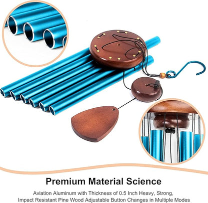 Large Aluminium Wind Chimes 37 Inches to Create a Zen Atmosphere Suitable for Outdoor, Garden, Patio Decoration. Classic Wind Chimes with Wind Catcher Suitable as A Gift for Unisex(Blue)