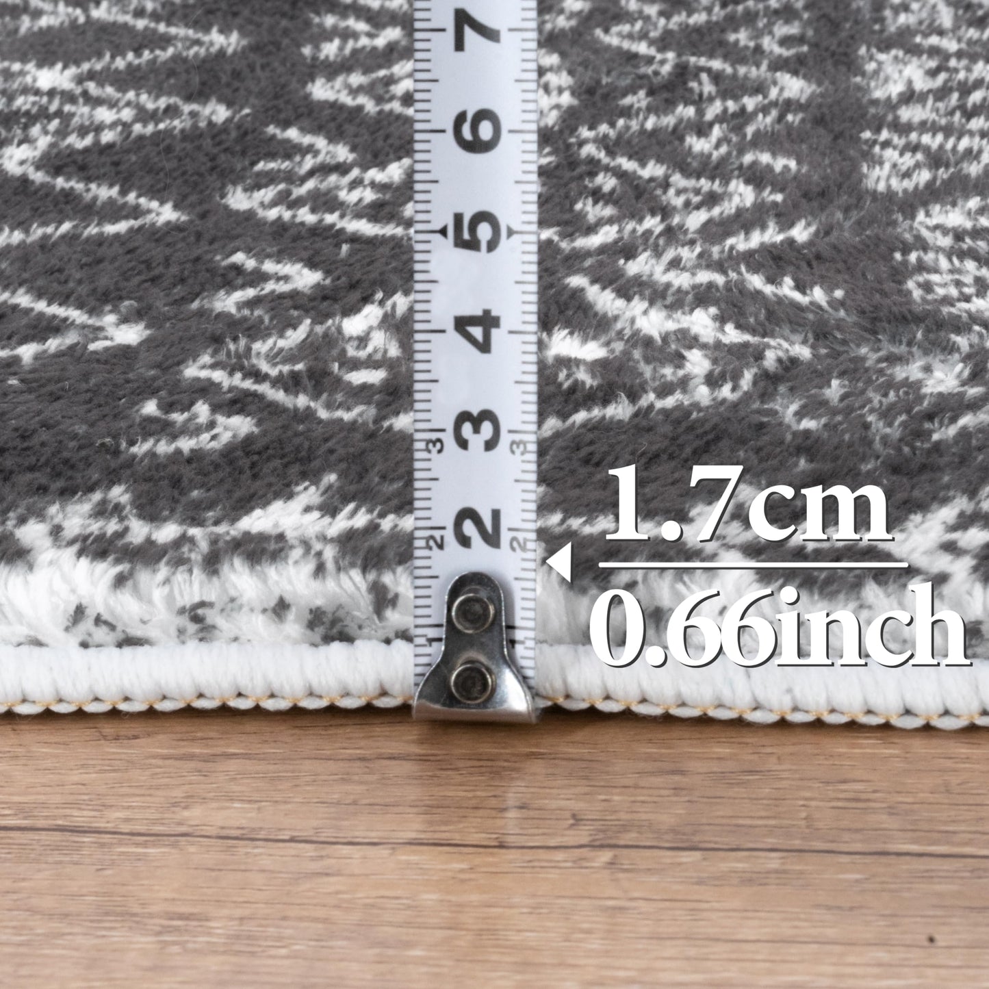 Tititex Luxury Dark Grey White Bohemian Runner Rug, 20x32 inch Extra Soft Microfiber Area Rugs, Non-Slip Plush Shaggy Boho Bedside Carpet, Mats for Bedroom Floor, Laundry and Doorway