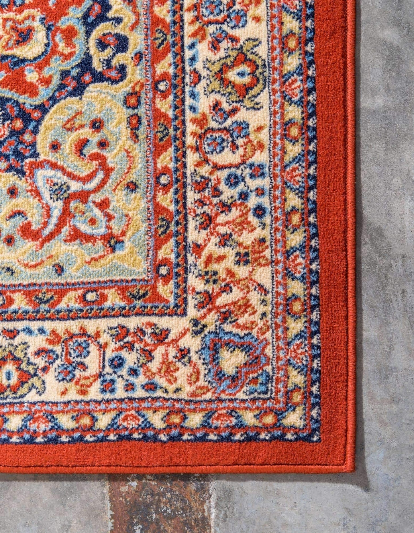 Unique Loom Reza Collection Traditional Persian Style Area Rug, 4 x 6 ft, Terracotta/Ivory