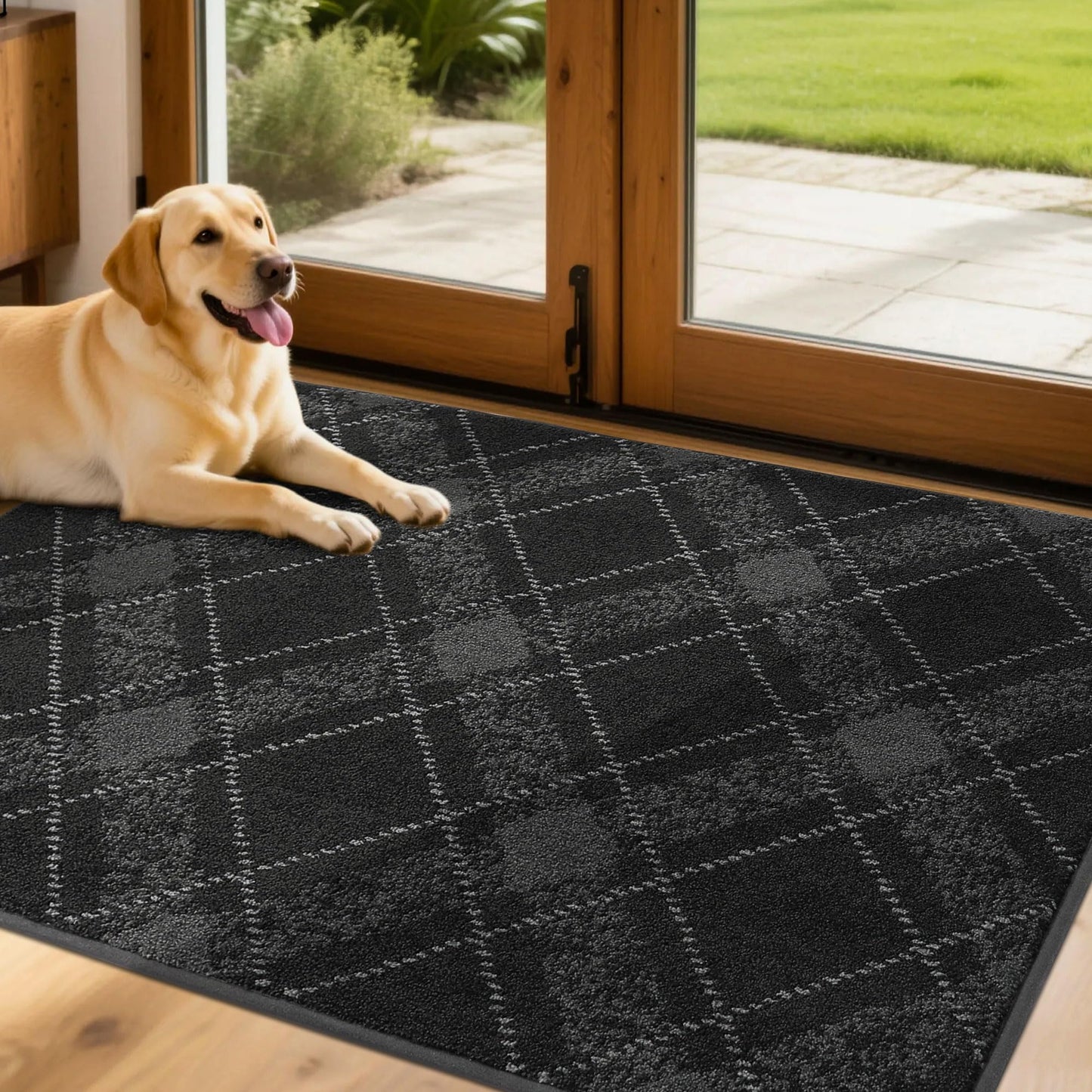 COSY HOMEER Door Mat Non-Slip, Soft Absorbent TPR Backing Doormat for Front Door Inside Entrance, Washable Low Profile Mats for Pets & Family, 32" x 48", Dark Grey