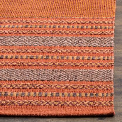 SAFAVIEH Montauk Collection Runner Rug - 2'6" x 6', Orange & Red, Handmade Flat Weave Stripe Cotton, Ideal for High Traffic Areas in Living Room, Bedroom (MTK214B)