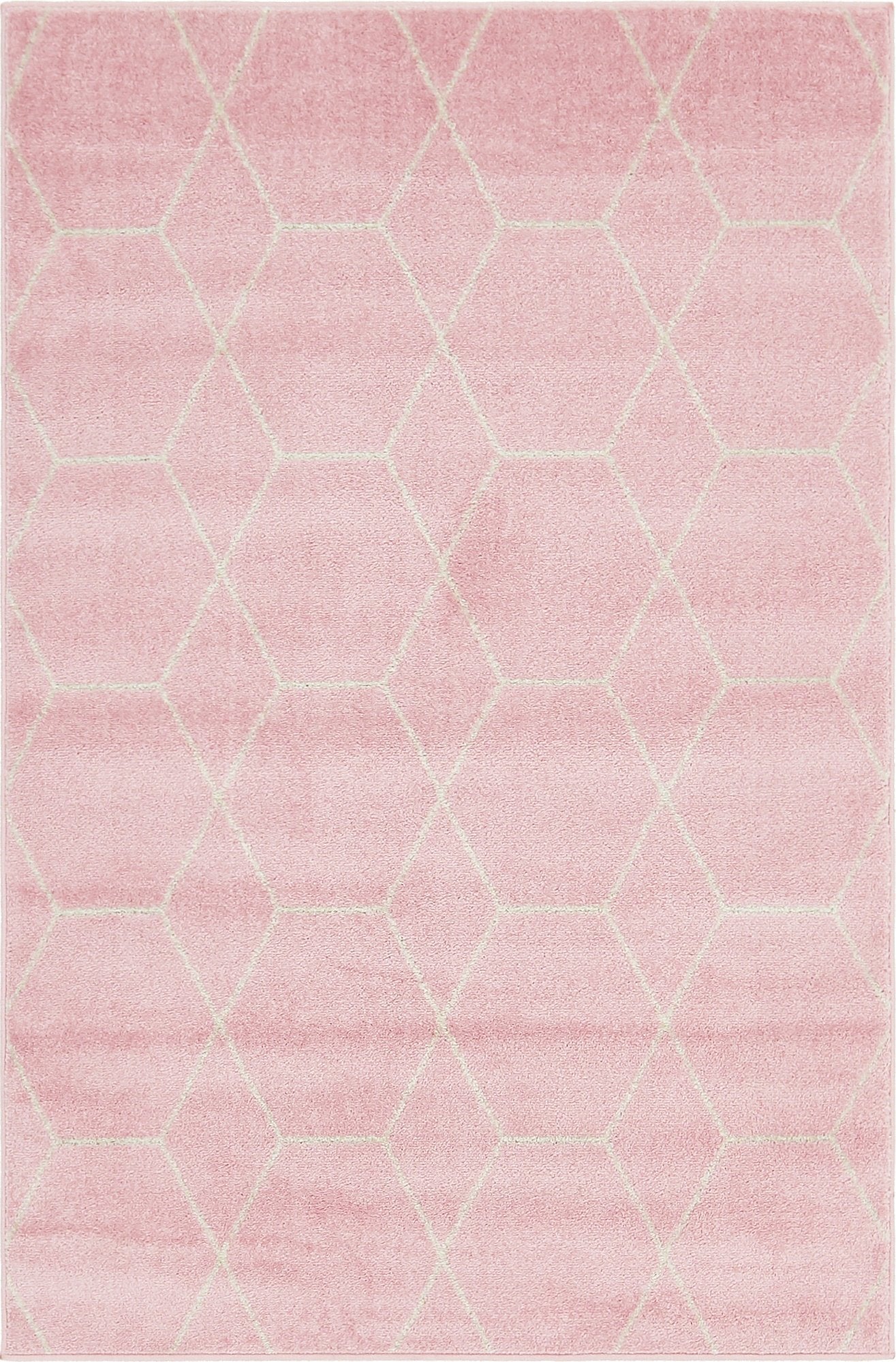 Unique Loom Trellis Frieze Collection Area Rug - Geometric (4' 1" x 6' 1", Light Pink/ Ivory)
