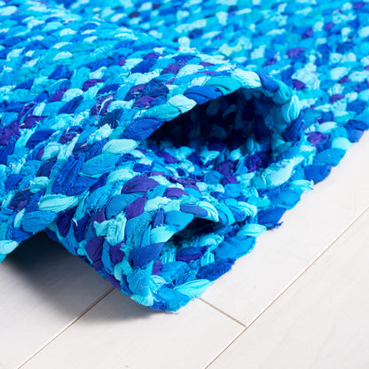 SAFAVIEH Braided Collection Area Rug - 3' x 5' Oval, Turquoise, Handmade Country Farmhouse Reversible Cotton, Ideal for High Traffic Areas in Living Room, Bedroom (BRD452K)